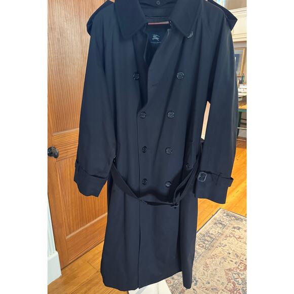 Burberry Trench Coat Black Cotton Liner size 48 L Authentic - Picture 1 of 10